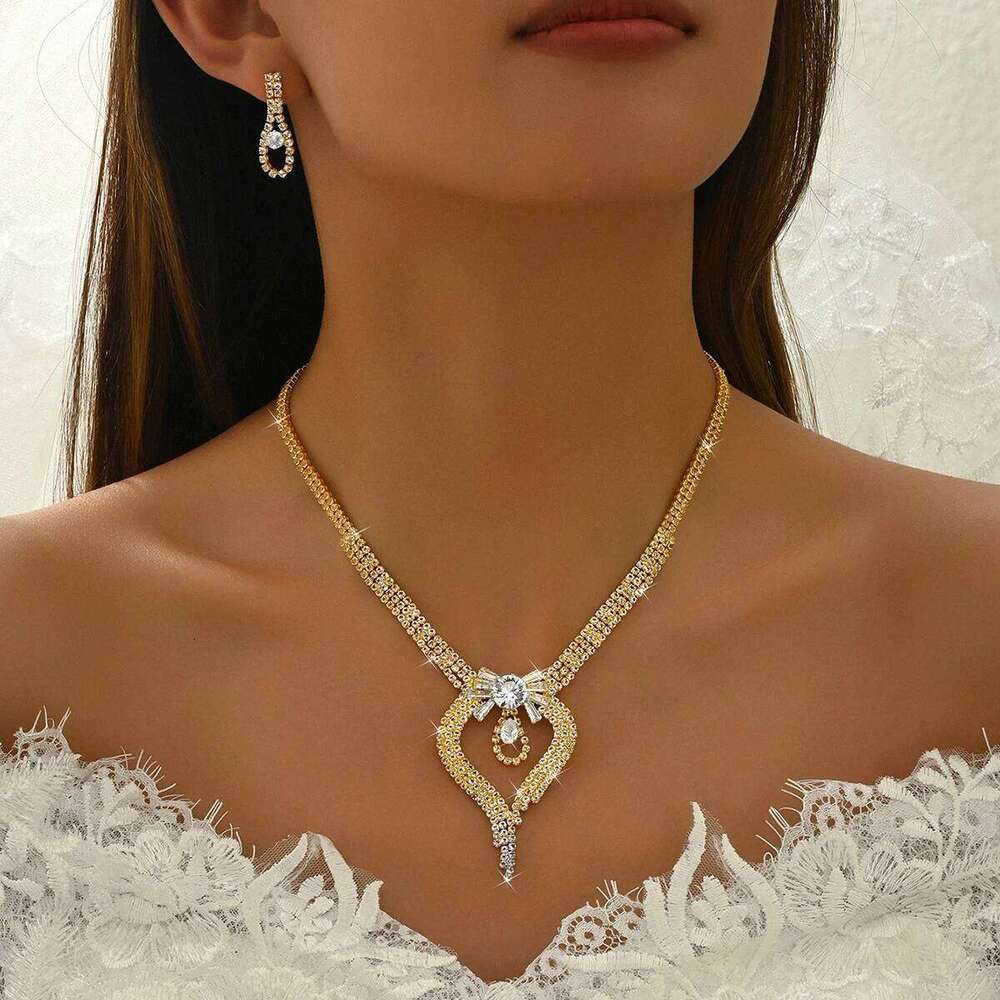 Wholesale Cross border Fashion Trend Necklace Earrings Bracelet Ring Bridal Jewelry Bare Diamond Set Z260313