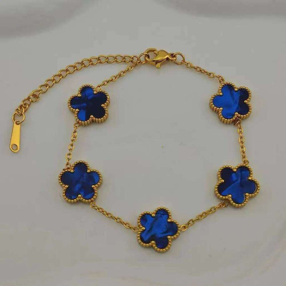 18k Gold Plated Lucky Five-Leaf Flower Stainless Steel Bracelet Women's Exquisite Five-Pointed Star Luxury Party Jewelry Gift Z260313