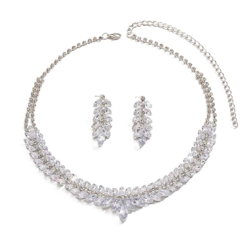 3PC Women's Fashion Zircon Water Drop Necklace Earrings Jewelry Set Light Luxury Wedding Party Festival Gift-8564 Z260313