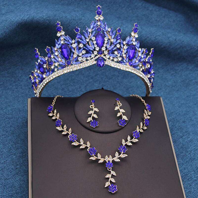 Pink Jewelry Sets with Tiaras Crowns Wedding Crown and Necklace Set Party Birthday Gifts Bridal Pageant Z260313