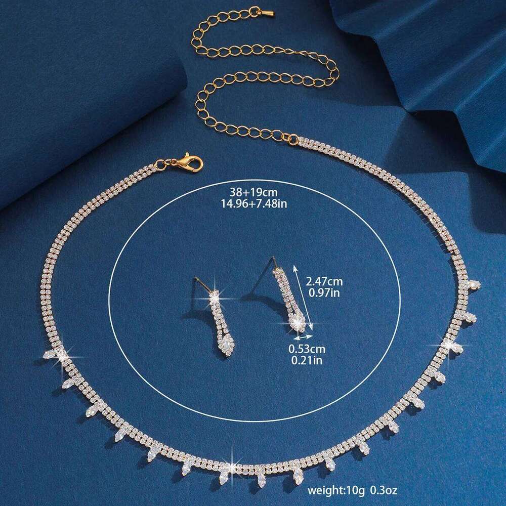 Europe America's best-selling rhinestone tassel simple and elegant necklace set, bridal jewelry, wedding jewelry Z260313