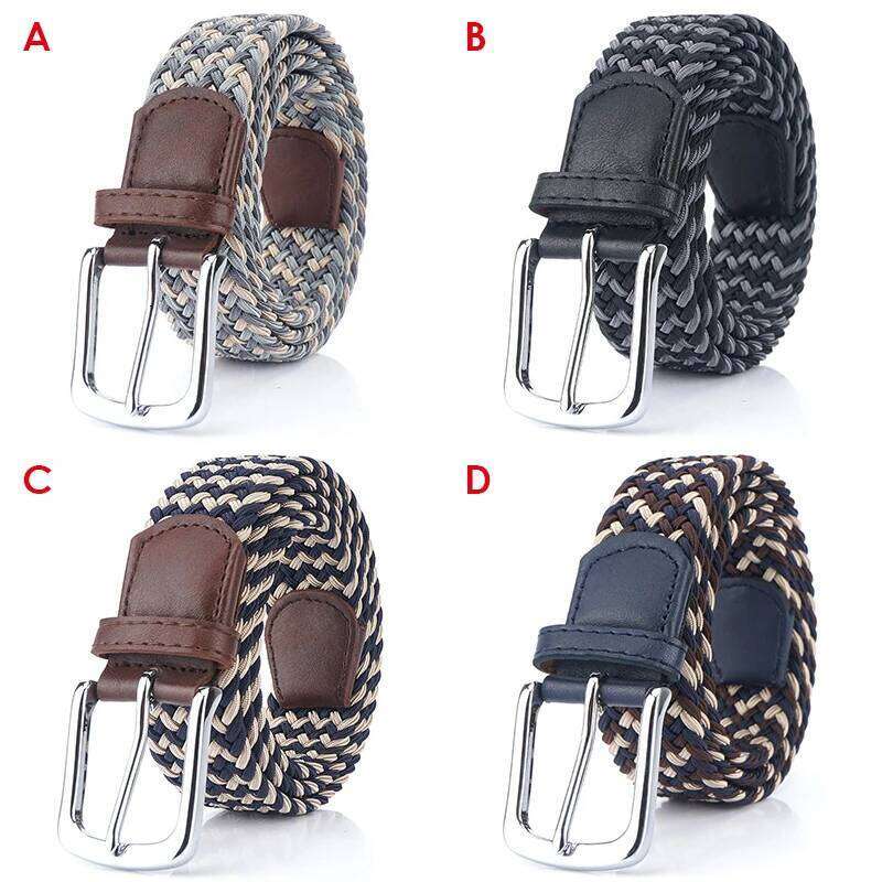 VATLTY Fashion Woven Elastic for Women Men Solid Alloy Silver Buckle Stretch Strap Female Jeans Brown Belt Girdles Male Z260226