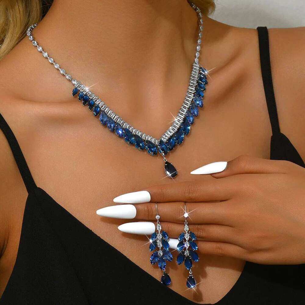 3PC Women's Fashion Zircon Series Water Drop Necklace Earrings Jewelry Set Suitable for Wedding, Party, Festival Gifts-8553 Z260313