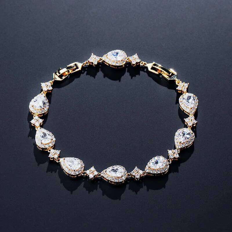 ZAKOL Classic Geometric Water Drop CZ Bracelet for Women Bridal Gorgeous Buling Zircon Party Wedding Jewelry Z260313