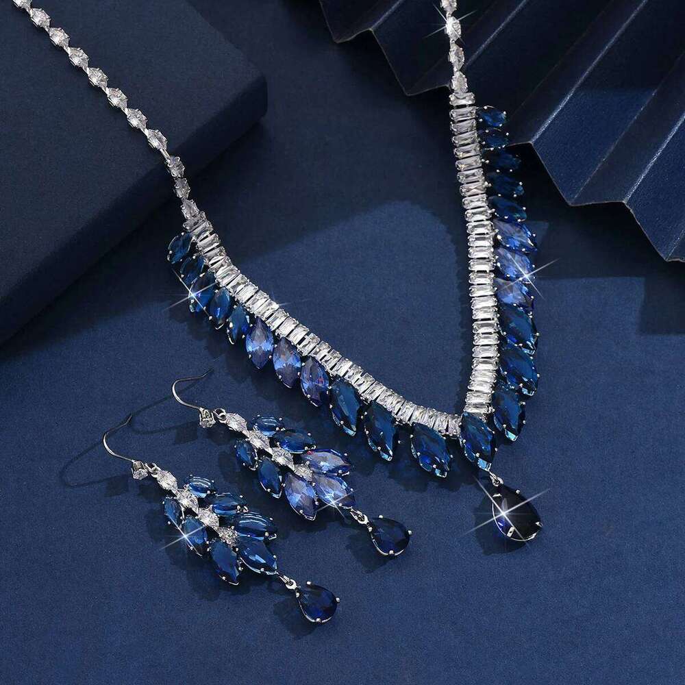 3PC Women's Fashion Zircon Series Water Drop Necklace Earrings Jewelry Set Suitable for Wedding, Party, Festival Gifts-8553 Z260313