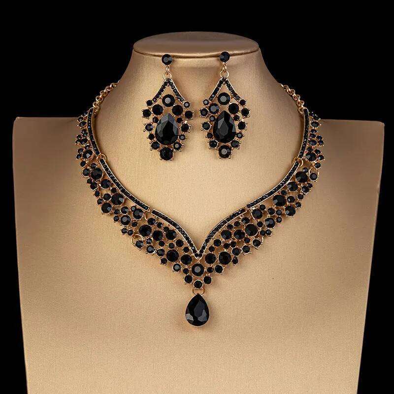 Luxury Crystal AB Color Choker Necklace Earrings Set Rhinestone Bridal Jewelry Sets for Bride Wedding Party Costume Bijoux Femme Z260313