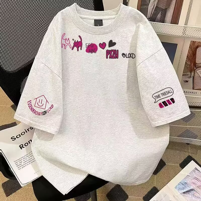 Summer Trendy Loose Heavyweight Designer T-shirt Designer Hoodie Polo Top With A Fashionable American Design And Unique Letter Print Shortsleeved For Both Men