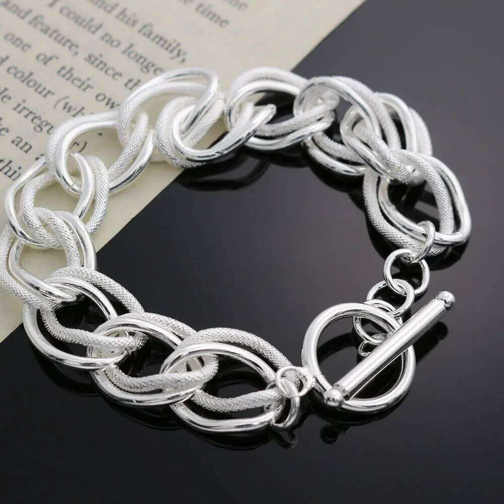 925 Sterling Silver beautiful Double twist chain Bracelets For Women fashion party Wedding accessories Jewelry Holiday gifts Z260313