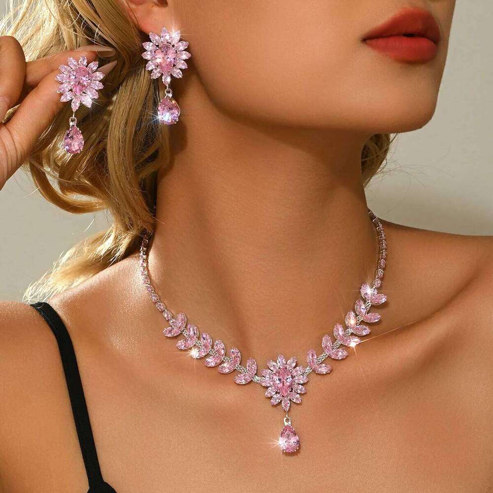 Sweet and Cute Kangman Countryside Style Necklace Earrings Bridal Wedding Dress Versatile Flower Set Z260313
