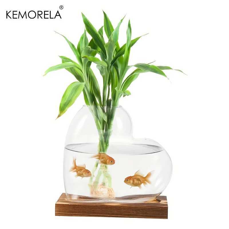 1/2PCS Love Hydroponic Vase Green Plant Transparent Wooden Container Seedling Indoor Desktop Water Bottle for Home Garden Y260314