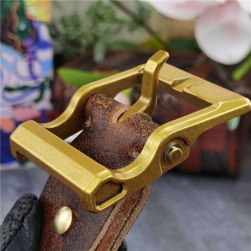 Solid Brass Buckle Retro Style Men's Thick Leather Ceinture For Long Waist Vintage Belt Men MBT0133 Z260226