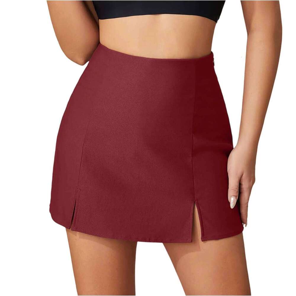 High Waisted Slim Fit Side Seam Women'S Elegant Casual Pants Outdoor Solid Color Short Skirt Z260314