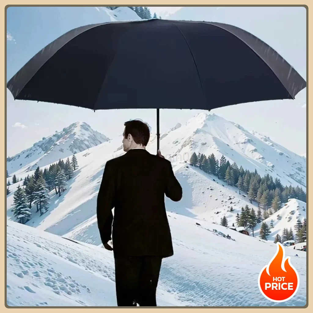 Extra-Large Folding Umbrella Heavy-Duty Reinforced Compact Travel Windproof Unisex Protection Umbrellas for Business Home Use H260314