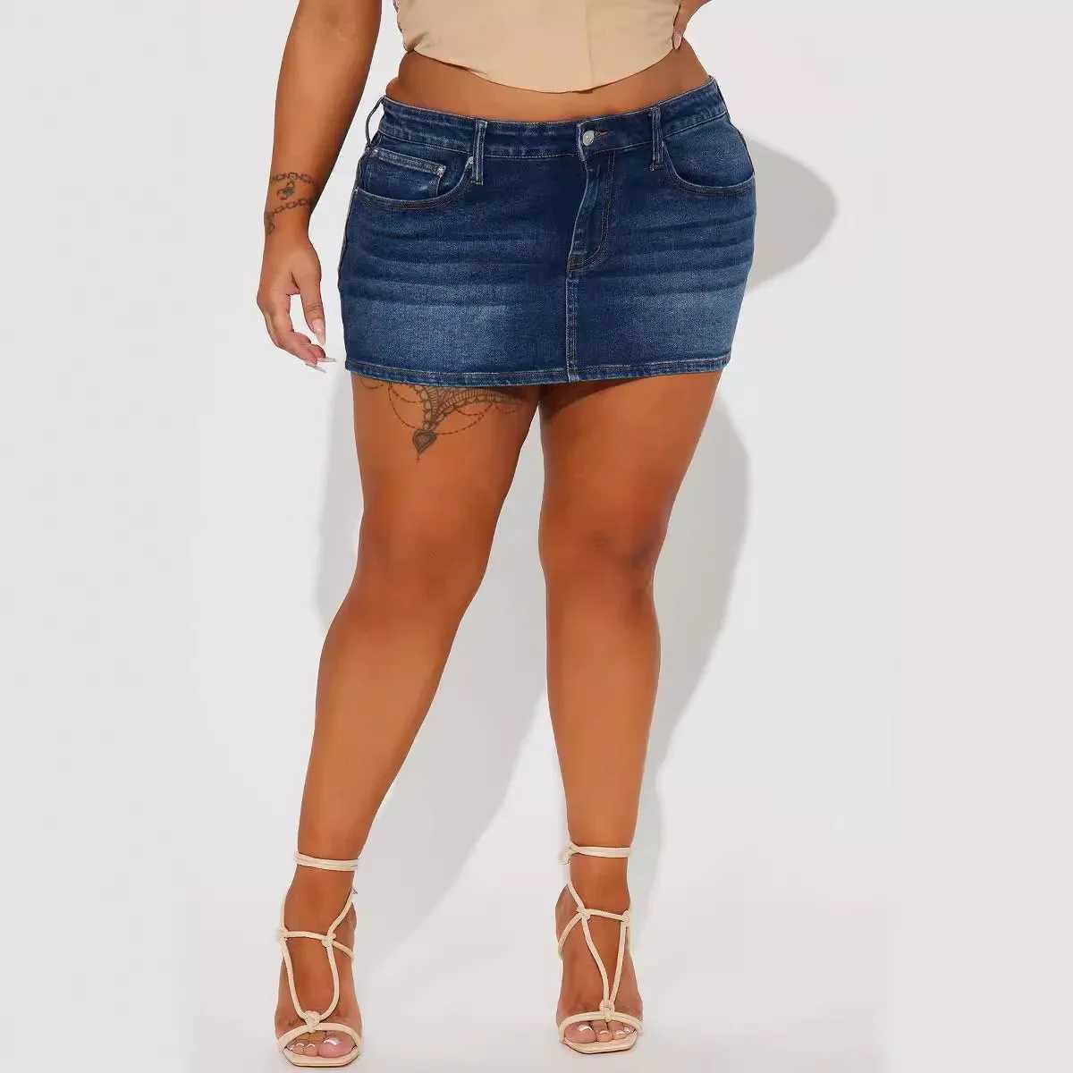 Mini Skirts Women Denim Summer 2025 Vintage Female Simple High Waist Pockets Sexy Streetwear Slim Fit Hip Wrap Short Skirt M260314