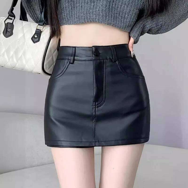 PU Small Leather Skirt for Women Spring Autumn New Style High Waist Slim Sexy Short Buttocks Z260314