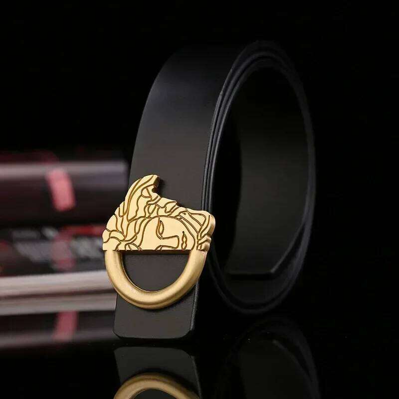 Trendy High-quality Yellow Half Face Buckle Casual Versatile Business Suit Men's Belt The Best Gift for Men Z260226