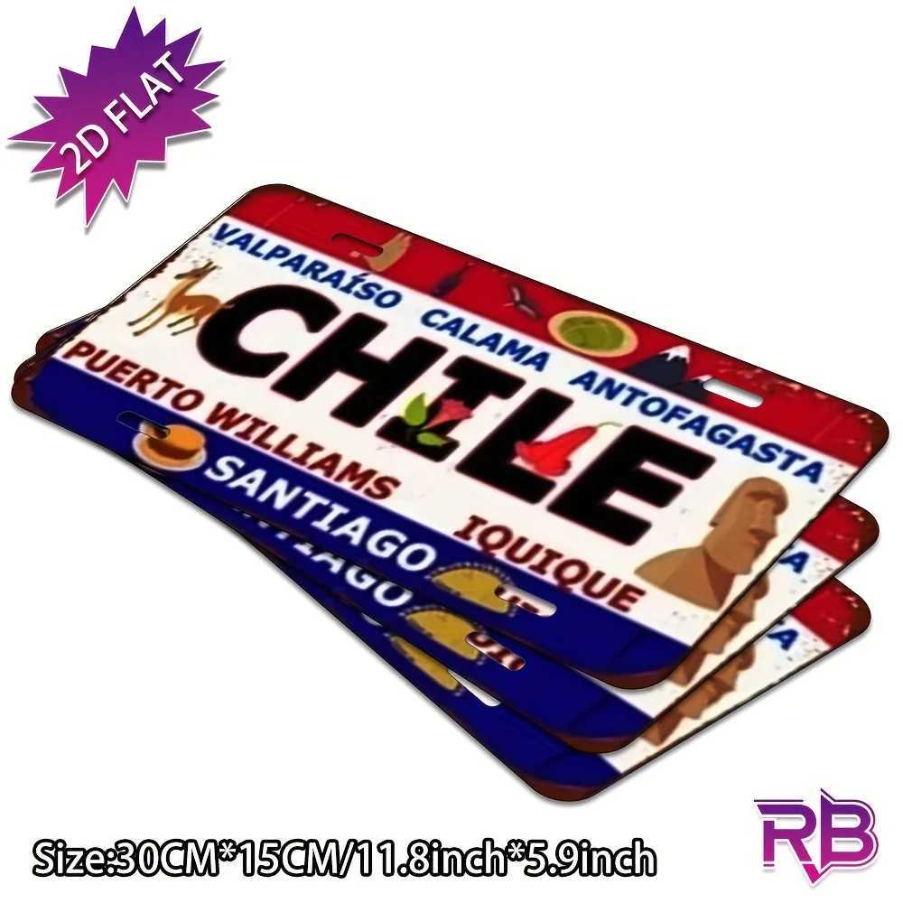 Chile Theme Aluminum Metal Wall Sign - UV Printed ch Vintage License Plate Design Includes Valparaso Calama and Puerto Will D260314