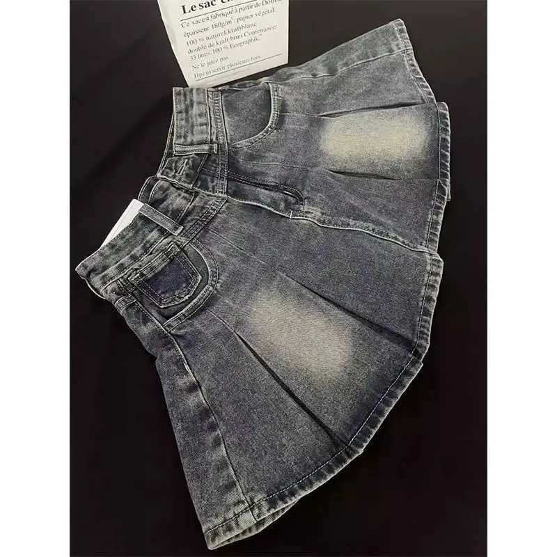 American Style Vintage Y2k Denim Skirt Woman Harajuku Retro Mini Skirt Streetwear High Waist Casual Fashion Skirt Hot s M260314