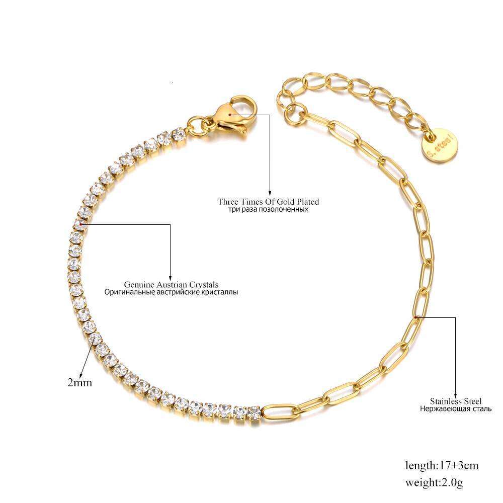 Lokaer Sparkling CZ Crystal Charm Bracelets For Women Girls Stainless Steel Link Chain Bohemia Beach Jewelry B22109 Z260313