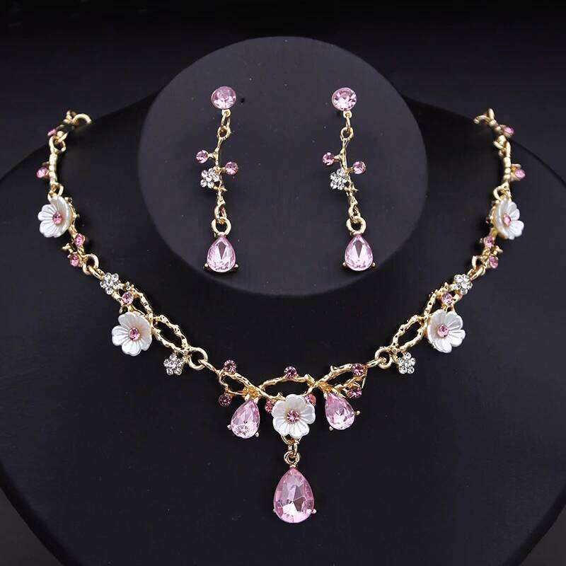 Gorgeous Crystal Bride Jewelry for Women Luxury Flower Choker Earrings Wedding Dress Bridal Necklace Sets Fashion Z260313