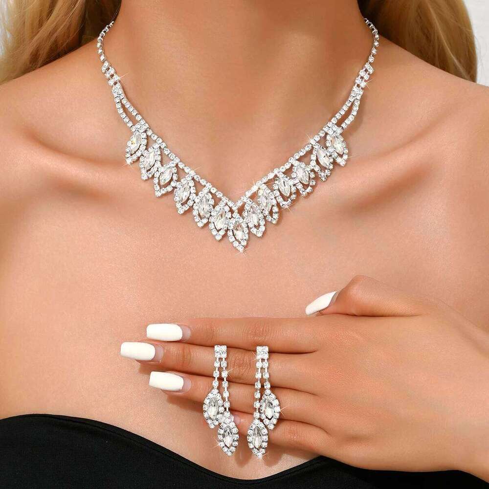 3PC Women's Fashion Design Water Drop Necklace Earrings Jewelry Set Suitable for Wedding, Party, Festival Gifts Z260313