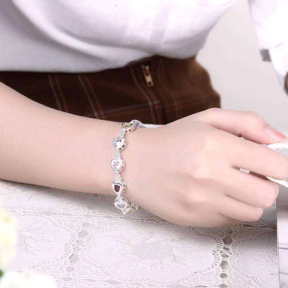 925 Sterling silver elegant charm Bracelets chain beautiful crystal stone drop Jewelry fashion for women wedding lady cute Z260313