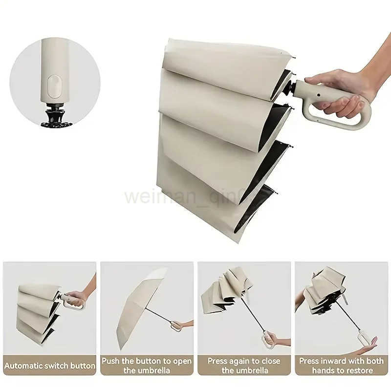 Folding Automatic Umbrella 125cm Large Size Reinforced Version Sturdy Windproof UV Shield Portable Suitable for Going Out H260314