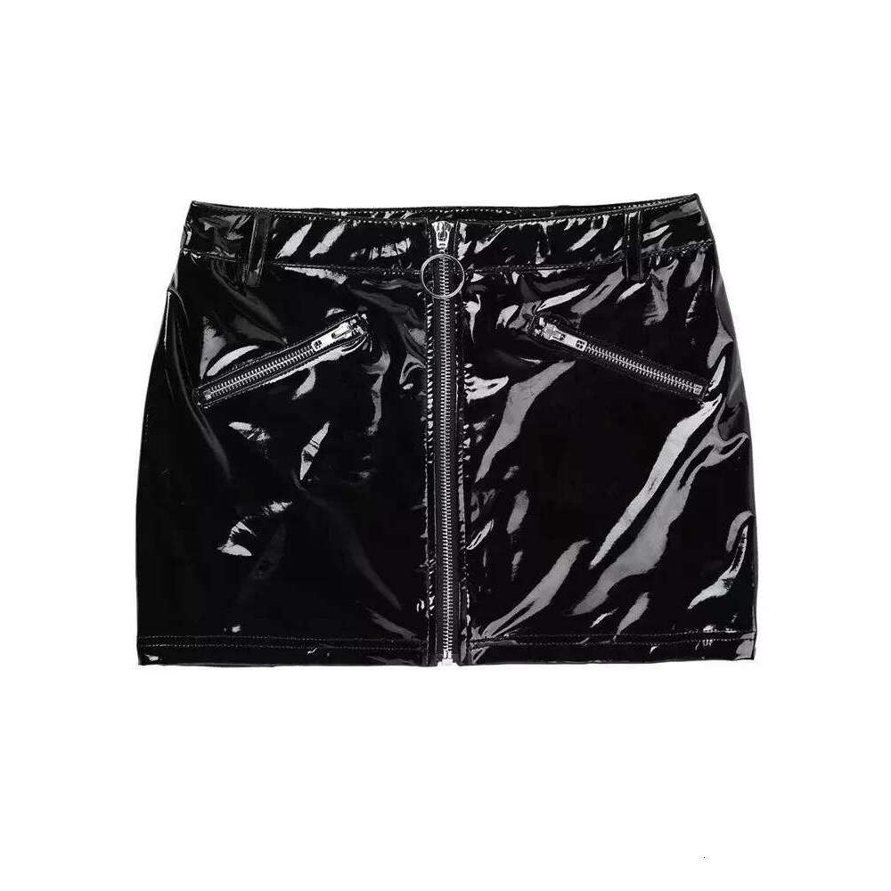 S-4XL Shiny Faux PU Leather Pencil Skirt Wet Look PVC Micro Mini Skrits Zipper High Waist Faldas Tights Package Hip Minifalda Z260314