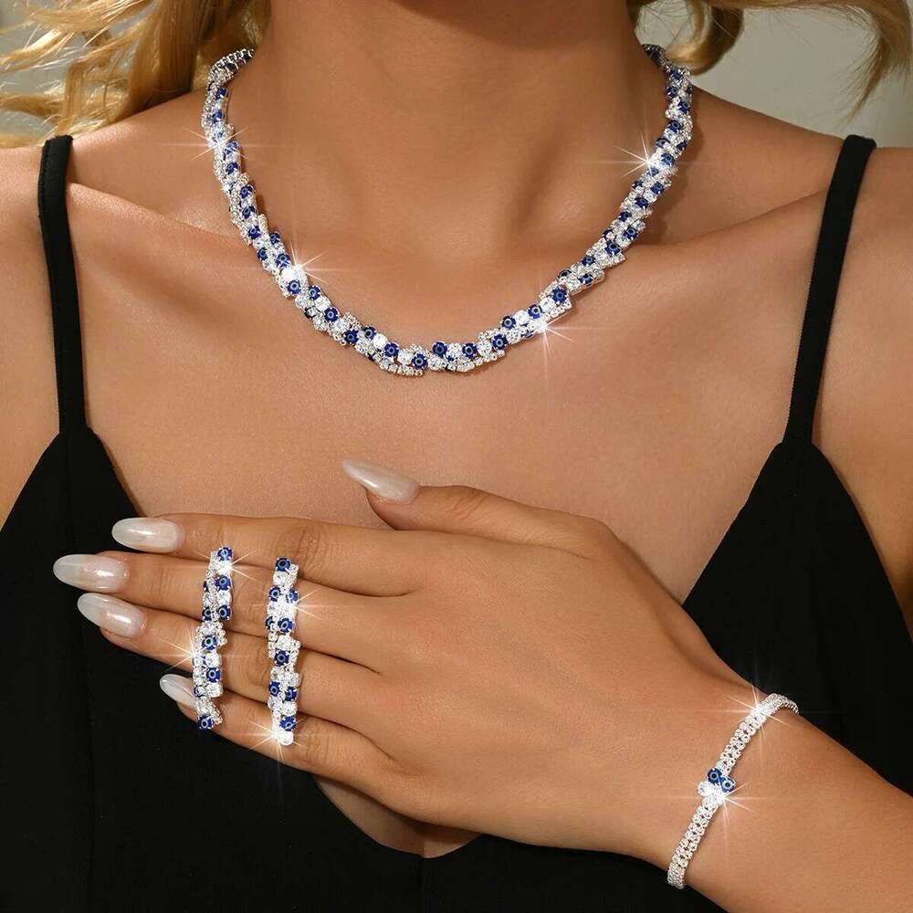 Ins Premium Fresh Shining Necklace Earrings Bracelet Ring Four Piece Set with Versatile Daily Outfit Z260313