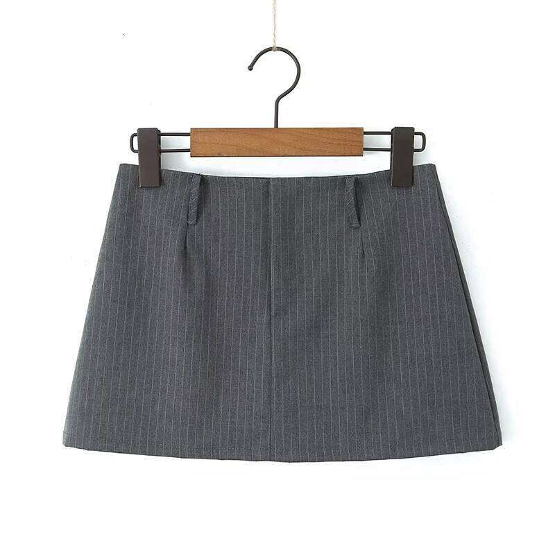 YENKYE Y2K Cool Girl Striped Pencil Mini Skirt Vintage High Waist Sexy Women Black Gray Summer Skirts Z260314