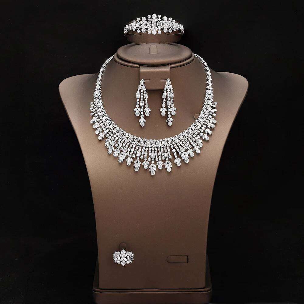 Luxury Dubai Nigeria Wedding Sets Zirconia 4pcs Full Bridal Jewelry For Women Party Accessories Gift Z260313