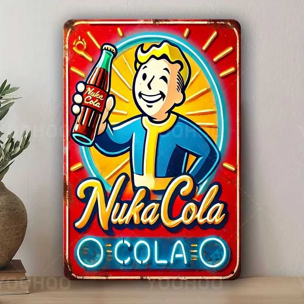 Wasteland Nostalgia Nuka Cola Sign Vintage Aluminum Wall Art for Game Room Man Cave D260314