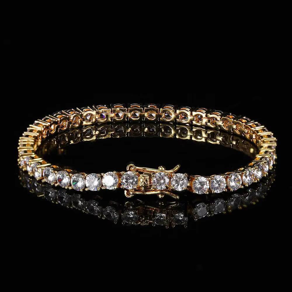 Wholesale Custom Mens Tennis Bracelet European American Hip-Hop Style 925 Silver Mosan Moissanite Cross-Border Brand Name
