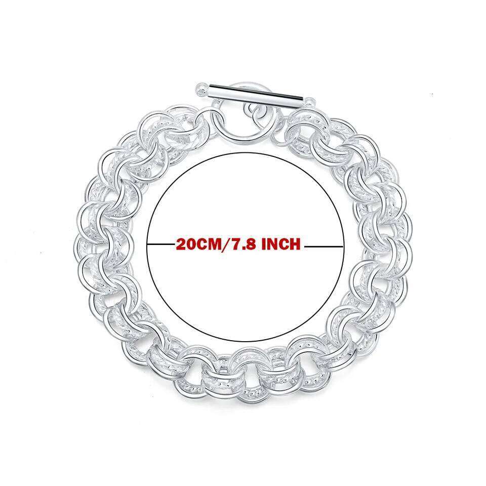 Fashion 925 Sterling Silver Ring Round Bracelets For Women Men Wedding Luxury Quality Jewelry Z260313