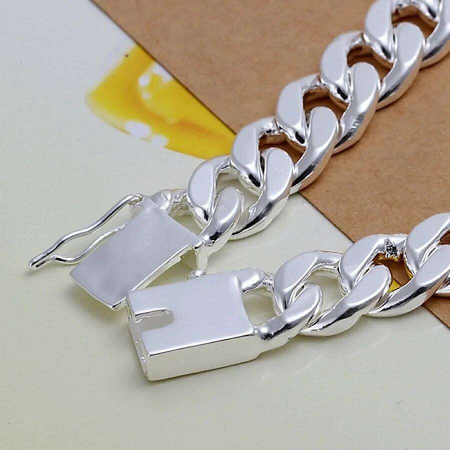 Charm 925 sterling silver design noble pretty 10MM Mens chain Jewelry fashion Geometric Bracelet factory price Z260313