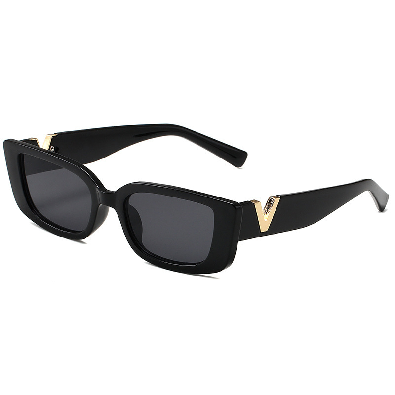 Luxury Brand Designer Sunglasses Fashion Trend Small Frame Plastic V Sunglasses For Women With Metal Hinges, Jelly Color Sunglasses For Men, Internet 