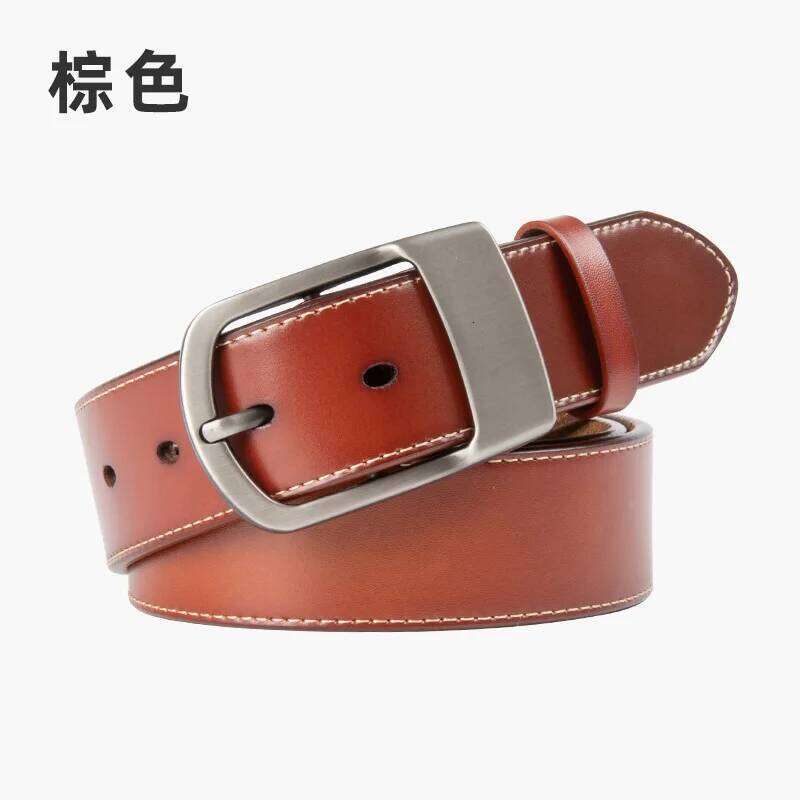 Advanced simple cowhide Japanese retro versatile genuine leather men's belt pin buckle Z260226