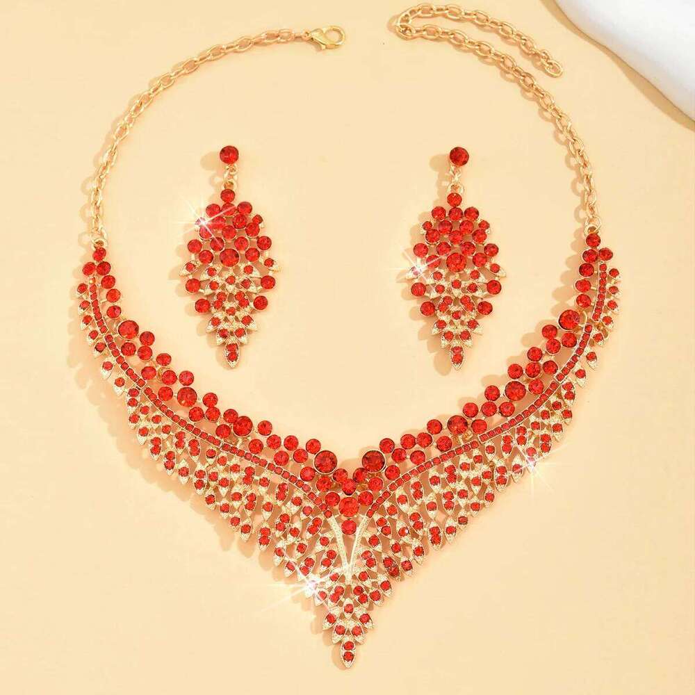 3PC Women's Fashion Starry Leaf Embellishments Necklace Earrings Jewelry Set Wedding Banquet Party Festival Gift 8884 Z260313