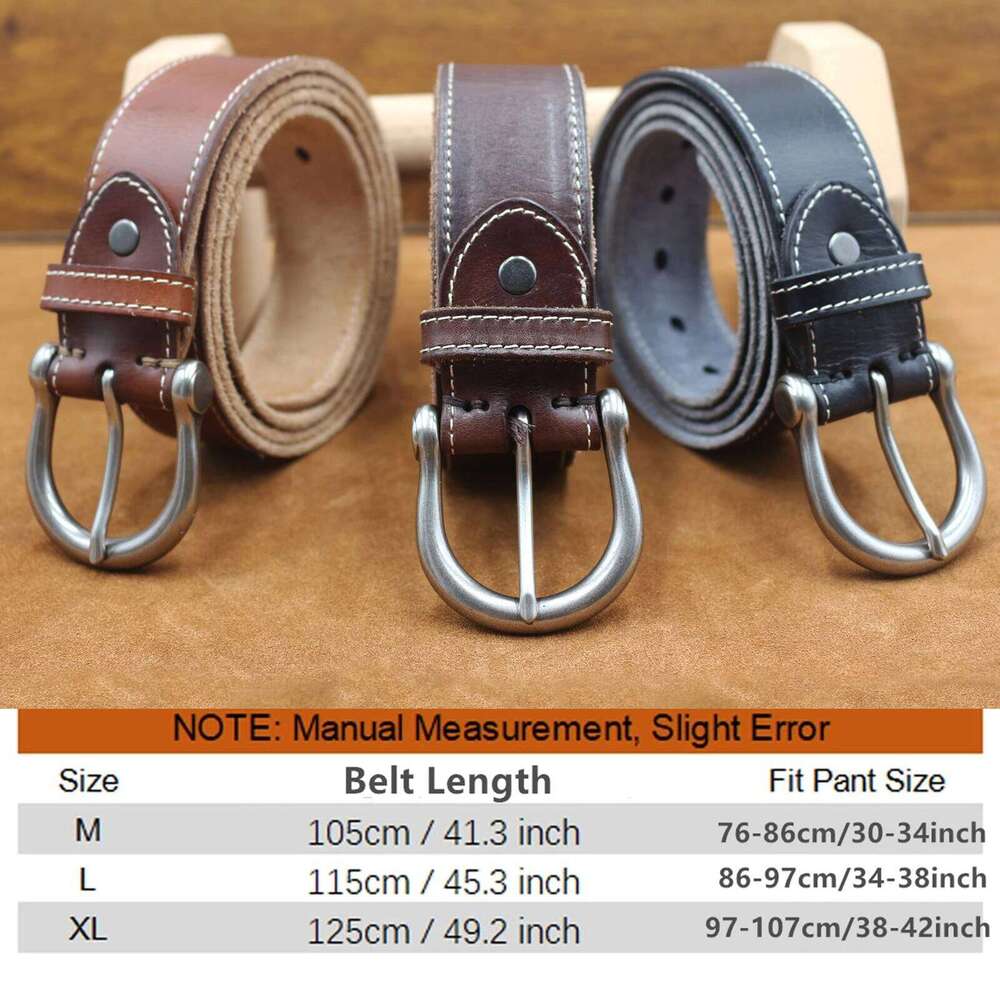 Men's male genuine strap brown cow leather belt for men pin buckle vintage jeans cintos masculinos Z260226