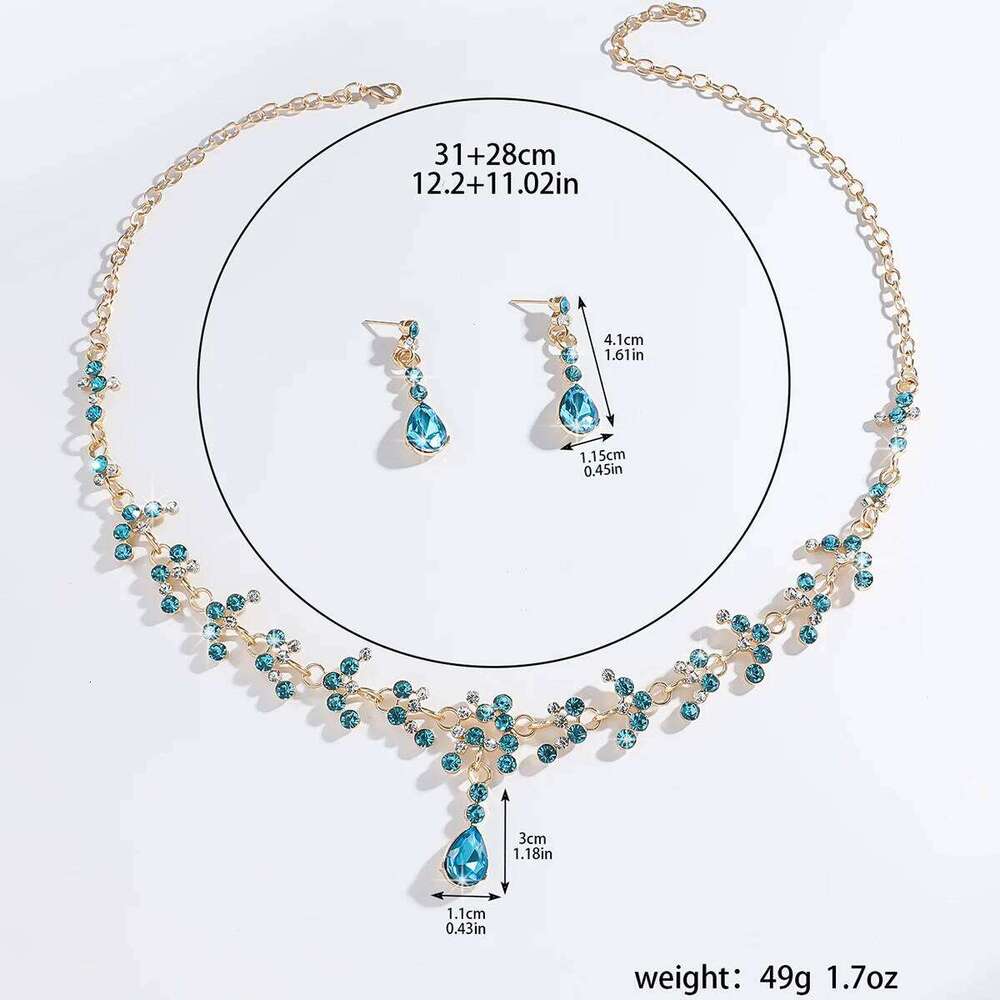 3PC Women's Fashion Water Drop Geometric Round Necklace Earrings Jewelry Set Suitable for Wedding, Party, Festival Gifts Z260313