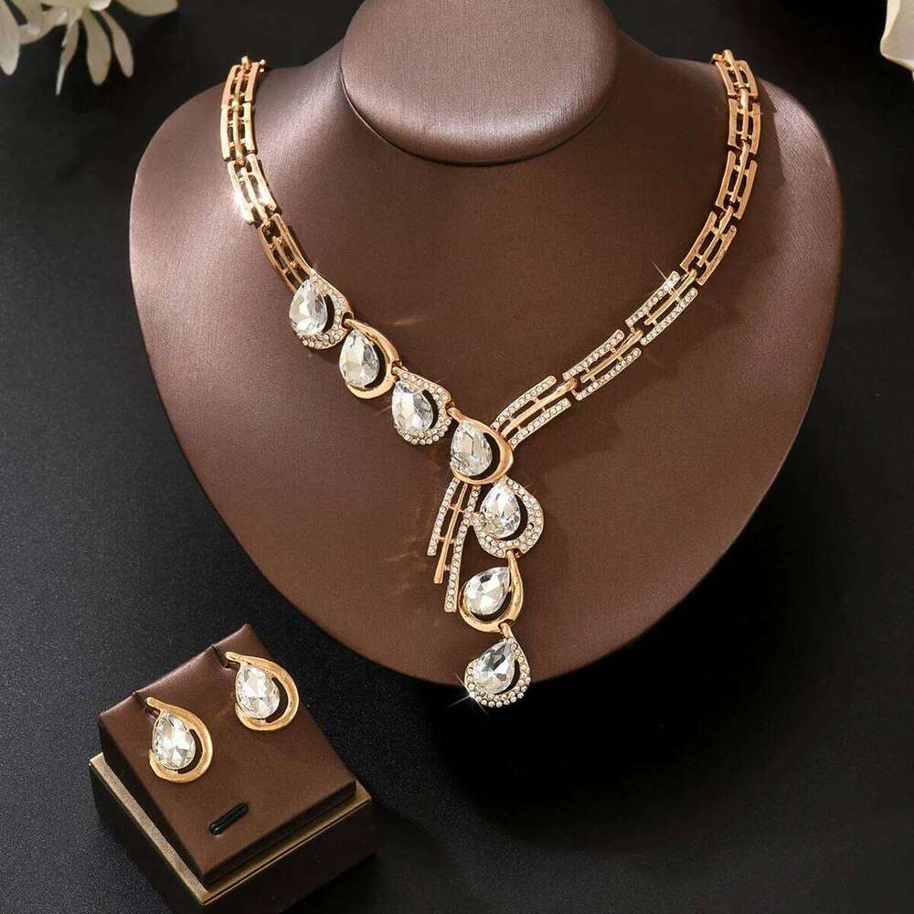 Elegant cross-border e-commerce new product INS high-end heavy industry earrings necklace two-piece set Z260313
