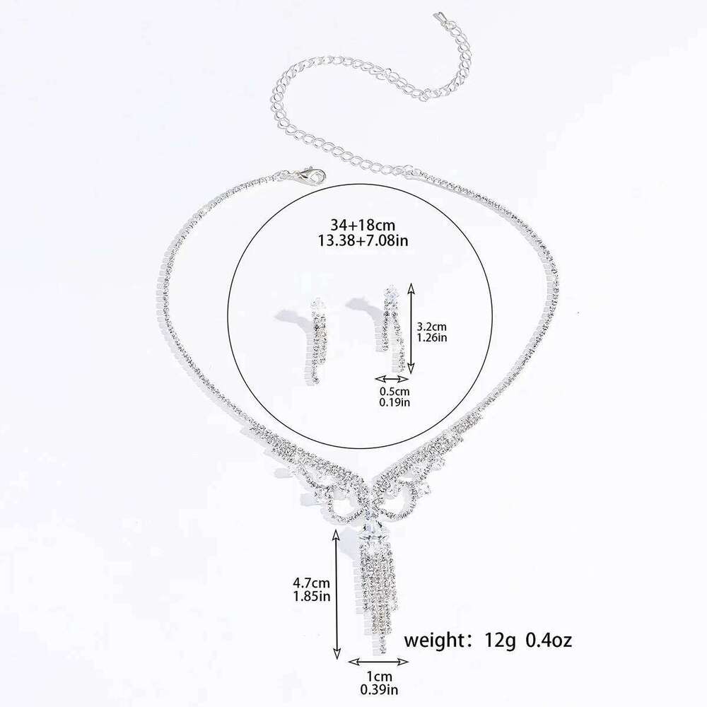 3PC Women's Fashion Hollow Design Tassel Necklace Earrings Jewelry Set Wedding Banquet Party Holiday Gift Z260313