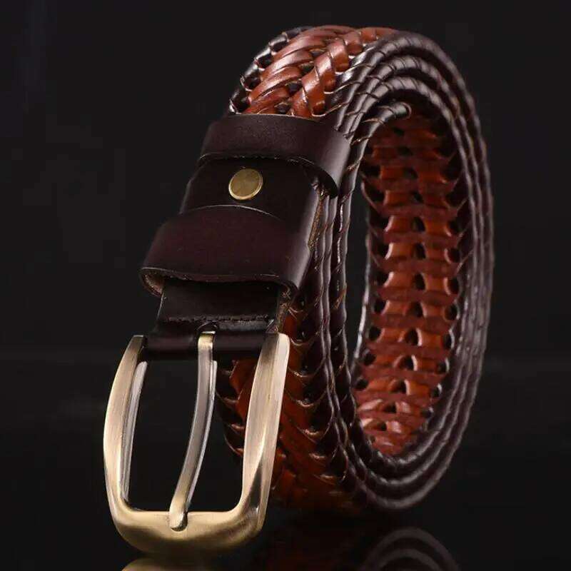 women Braided Men's Woven Belt Luxury Genuine Leather Cow Straps Hand Knitted Men For Jeans Girdle Male belts Z260226
