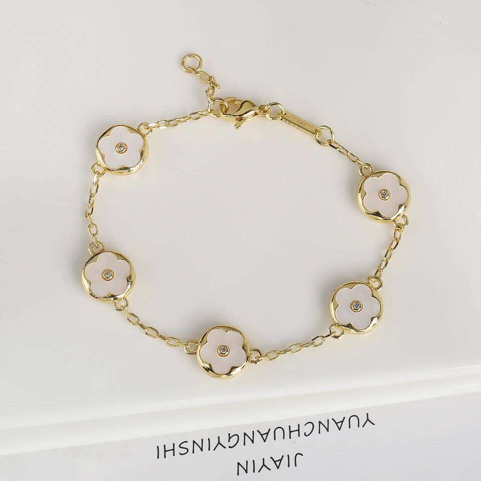 Trendy Creative Adjustable Round Five Leaf Flower Gold-Plated Bracelet Luxury for Women Daily Party Jewelry Accessories Clover Z260313