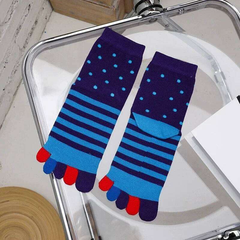 Cotton Five Finger Mans Striped Casual Business Fashion Sweat-Absorbing Anti-Bacterial Breathable Warm Toe Happy Socks Z260314