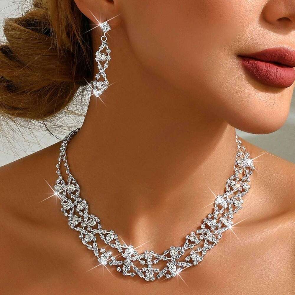 Ladies' light luxury style design necklace, earrings, jewelry set suitable for weddings, gatherings, holidays, gifts Z260313
