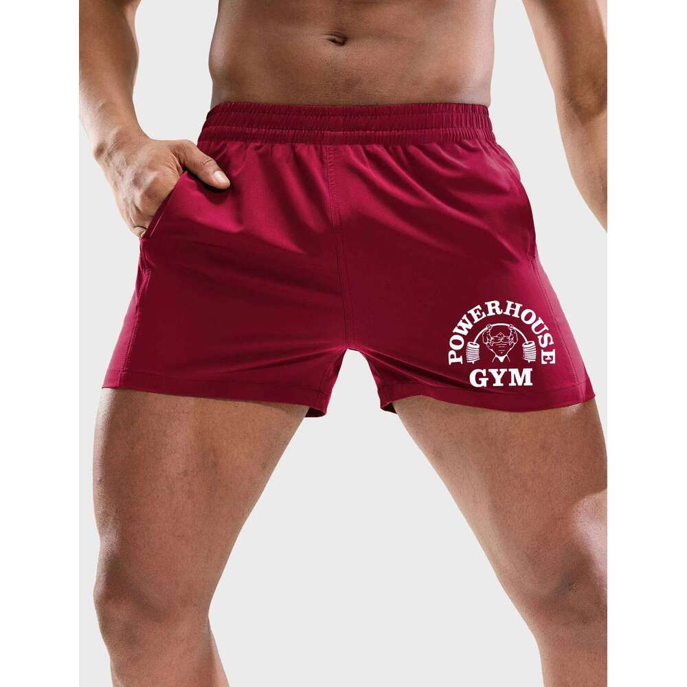 Elegant men's shorts with weightlifting font print, comfortable breathable, suitable for fitness and exercise Z260314
