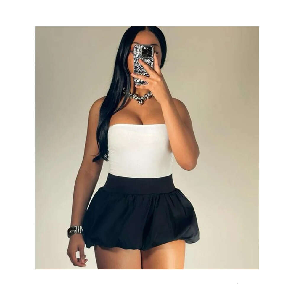 kliou Summer Women Above Knee Sexy&Club Cool cotton Skirt K24J46609 Girl Solid Band Folds Half Dress Miss All-Match Bottoms Z260314