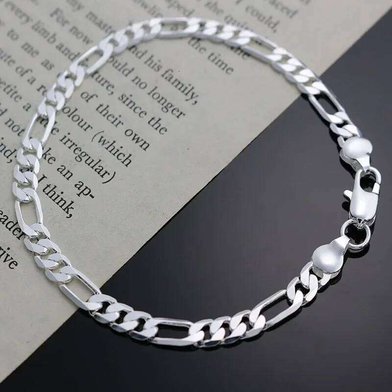 Wholesale charms classic 4MM sideways chain 925 Sterling silver Bracelet for woman boy man jewelry Wedding party Christmas gifts Z260313