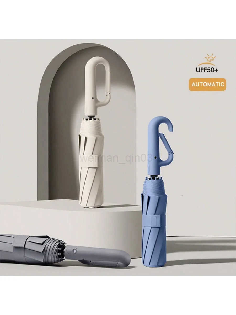 27-inch ring buckle triple folding umbrella fully automatic umbrella double folding business umbrella increased wind resistance H260314